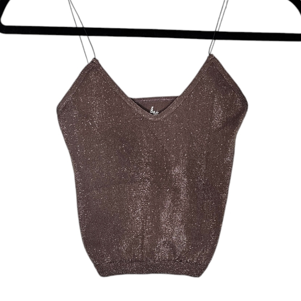 Free People Intimately Skinny Strap Brami Lurex Crop Top In Mink•XS/S•NW… - Picture 8 of 11